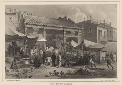1855年，鱼市场广州 作者 威廉·约瑟夫·海涅