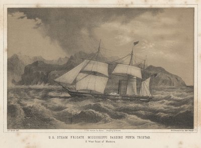 美国蒸汽护卫舰Mississippi通过Punta Tristao，1855年 作者 威廉·约瑟夫·海涅