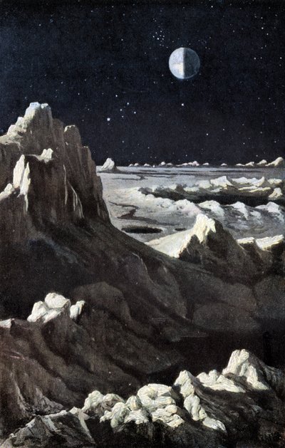 月球景观，约 1880 年（雕刻） 作者 威廉·克兰兹