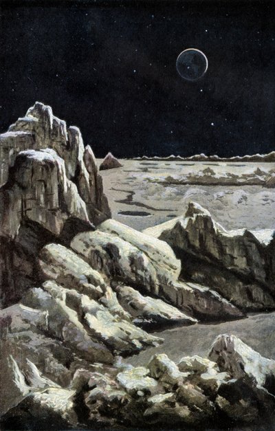 月球景观，约 1880 年（雕刻） 作者 威廉·克兰兹