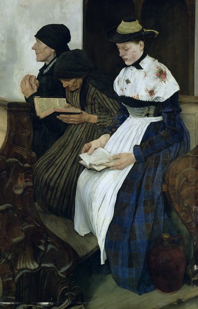 教会中的三位女性，1882年 作者 威廉·玛丽亚·胡贝图斯·莱布尔