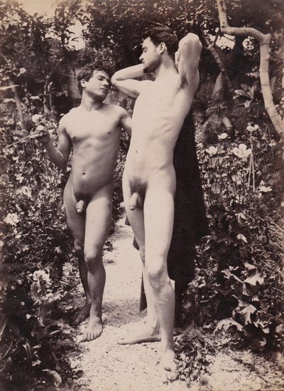 研究两个男性裸体，约1900年 作者 Baron Wilhelm von Gloeden
