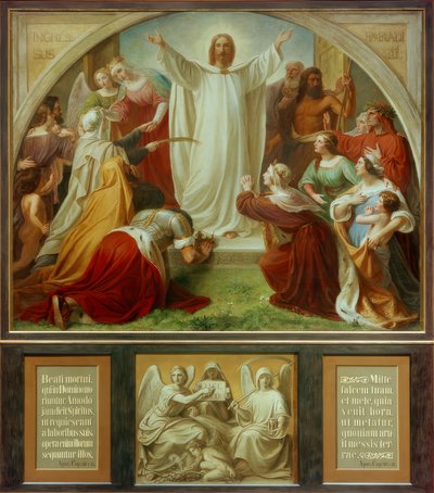 W.von Schadow，天堂（天空）-中间面板，三联画， 作者 弗里德里希·威廉·冯·沙多