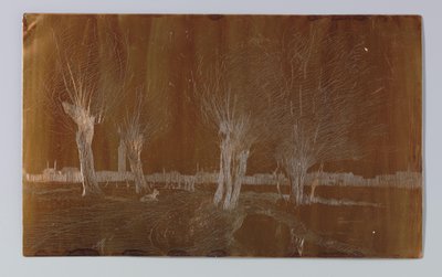 海牙 Binckhorstlaan 附近沟渠边的柳树 作者 Willem Adrianus Grondhout（艺术家签名）