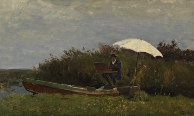 画家加布里埃尔在船上工作，1882年 作者 威廉·巴斯蒂安·图伦