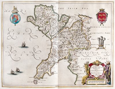 Carnarvonshire 和 Anglesey，载于 Willem Blaeu 的《Theatrum Orbis Terrarum, sive Atlas Novus》，阿姆斯特丹 作者 威廉·布劳