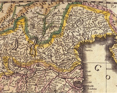 Carte de la region de la 威尼斯，意大利。 阿特拉斯·德·威廉·布劳 (1571 - 1638) 作者 威廉·布劳