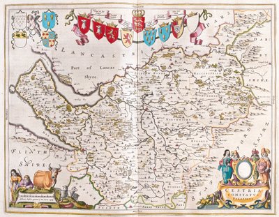 切斯特，载于威廉-布劳（Willem Blaeu）的 "Theatrum Orbis Terrarum, sive Atlas Novus"，阿姆斯特丹 作者 威廉·布劳