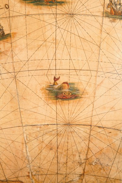 来自地球仪的海怪的细节，1645-48 作者 威廉·布劳
