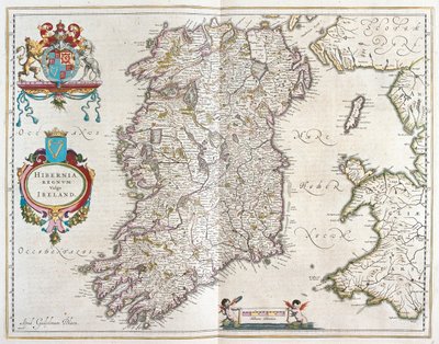 爱尔兰，载于威廉-布劳（Willem Blaeu）的 "Theatrum Orbis Terrarum, sive Atlas Novus"，阿姆斯特丹 作者 威廉·布劳