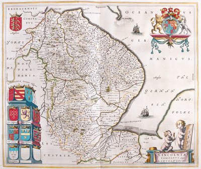 林肯郡，载于威廉-布劳（Willem Blaeu）在阿姆斯特丹绘制的 "Theatrum Orbis Terrarum, sive Atlas Novus"。 作者 威廉·布劳