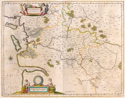 滨海夏朗德省的 Saintonge 和 Angoumois，载于 Willem Blaeu 的 "Theatrum Orbis Terrarum, sive Atlas Novus"，阿姆斯特丹 作者 威廉·布劳