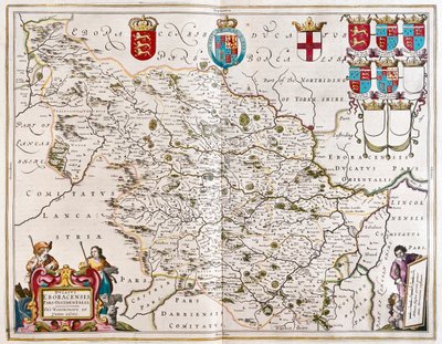约克郡西骑，载于威廉-布劳（Willem Blaeu）在阿姆斯特丹绘制的 "Theatrum Orbis Terrarum, sive Atlas Novus"。 作者 威廉·布劳