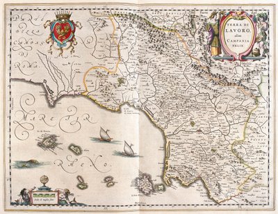 Willem Blaeu 在阿姆斯特丹绘制的 "Theatrum Orbis Terrarum, sive Atlas Novus "中描绘的意大利坎帕尼亚地区。 作者 威廉·布劳