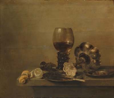 碎玻璃静物 作者 威廉·克拉斯（Willem Claesz）。赫达