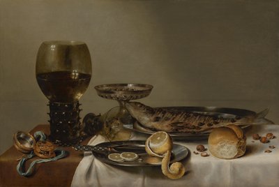 静物与 Roemer 和手表 作者 威廉·克拉斯（Willem Claesz）。赫达