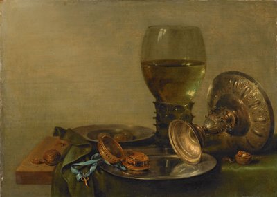 银饰静物 作者 威廉·克拉斯（Willem Claesz）。赫达