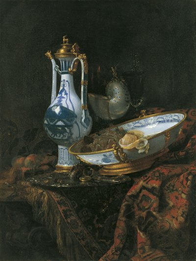 鹦鹉螺杯静物 作者 Willem Kalf