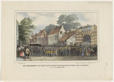 乌得勒支 Bataillon Mobile Schuttery 回归，1834 年 8 月 19 日（物品上的标题） 作者 Gebroeders van de Weijer