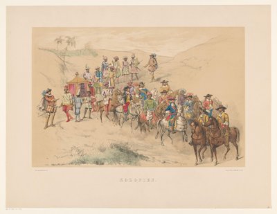 1856 年乌得勒支化妆舞会第四组
殖民地（标题见实物）
17 世纪中叶的祖国，由 Mutua Fides 成员 H.H. 学生为庆祝乌特勒支中学 220 周年而作，6 月 25 日 作者 彼得·威廉姆斯·范·德·魏尔
