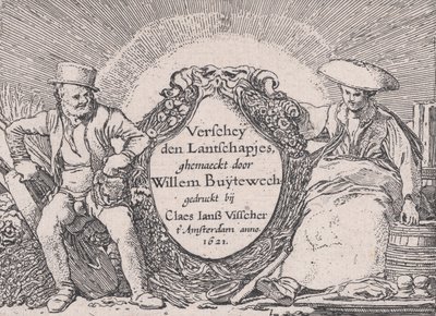 标题页，来自Verscheyden Landtschapjes《各种小风景》，图版1，约1616年。 作者 威廉·皮特兹。买泰威