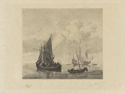 风平浪静的海上航行 作者 Willem Steelink (II)（艺术家签名）