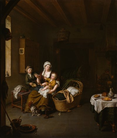 母亲喂养孩子（幸福的母亲） 作者 威廉·范·米耶里斯（Willem Van Mieris）
