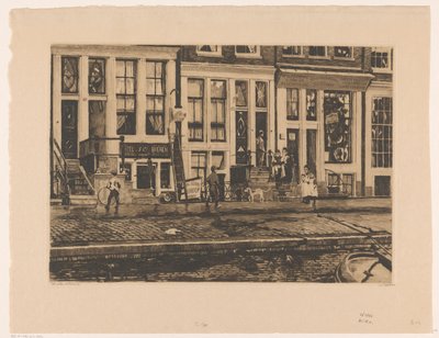 阿姆斯特丹 Oude Waal 河畔的房屋景观 作者 Willem Witsen（艺术家签名）
