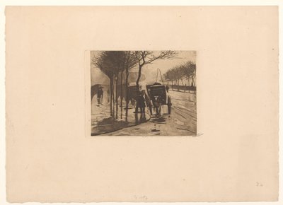 在伦敦维多利亚堤岸等候的旅游巴士 作者 Willem Witsen（艺术家签名）