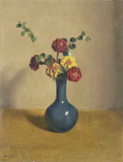 蓝色花瓶里的万寿菊 作者 威廉·阿诺杜斯·维特森