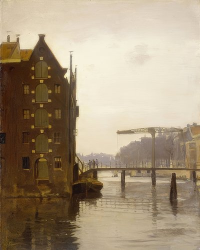 einer Amsterdamer Gracht中的Bodenspeicher（位于Uilenburg的阿姆斯特丹运河上的仓库） 作者 威廉·阿诺杜斯·维特森