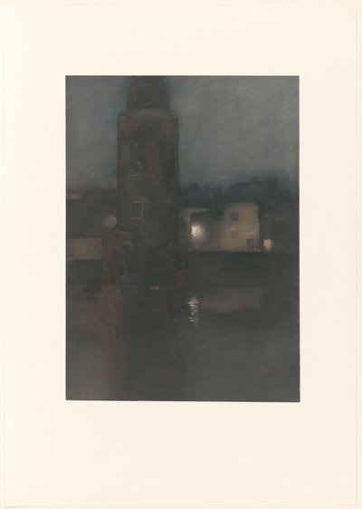 阿姆斯特丹的 Montelbaanstoren 夜景 作者 威廉·阿诺杜斯·维特森