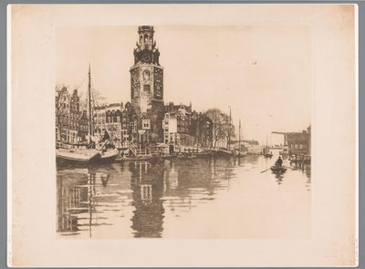 阿姆斯特丹的蒙特尔巴安广场（Montelbaanstoren）景观
奥德沙斯（Oude Schans）与蒙特尔巴恩斯图伦和划艇（原标题 作者 威廉·阿诺杜斯·维特森