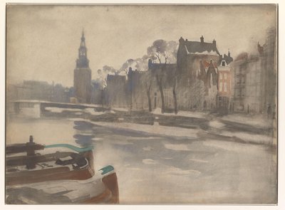 在蒙特尔班斯托伦 (Montelbaanstoren) 欣赏旧风车村 (Oude Schans) 的景色 作者 威廉·阿诺杜斯·维特森