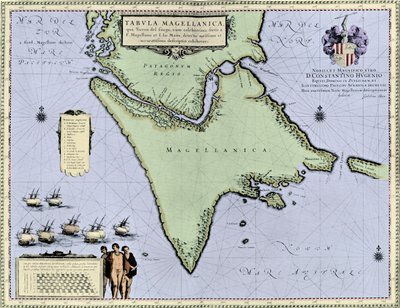 麦哲伦海峡和火地岛，摘自布劳的《新地图册 作者 威廉和琼（1596-1673）（之后）布劳