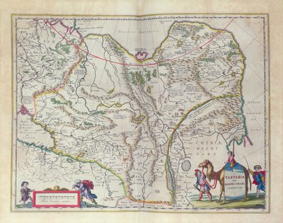西伯利亚和中国地图从金色世界剧院新地图集，1645年 作者 Willem Janszoon Blaeu