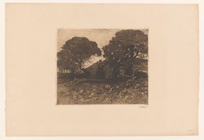 靠近大树的农场或农庄 作者 Willem de Zwart（艺术家签名）