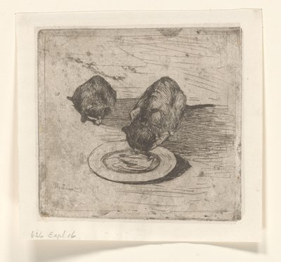 两只猫，一只从盘子里喝水 两只小猫（原名） 作者 威廉·德·兹瓦特