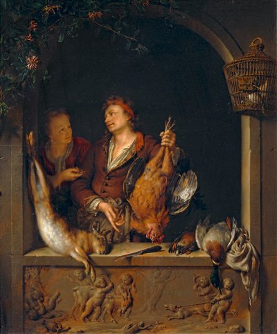 Le Marchand de gibier，又名 Le Rôtisseur ... 作者 威廉·范（后）米里斯