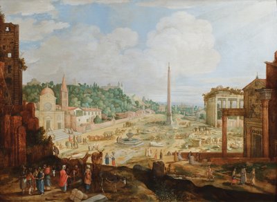 罗马，人民广场，约 1612 年（油画板） 作者 威廉·范尼乌兰特