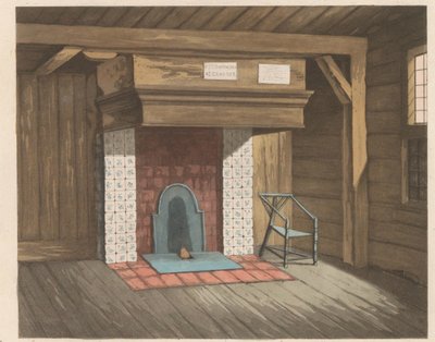 赞丹沙皇 Peterhuisje 的内部，1824 年 1697 年沙皇彼得大帝在赞丹居住的房子 (...) - La maisonnettehabitée par le Czar pierre le grand à Zaandam (...)（物品标题） 作者 埃弗特·马斯坎普