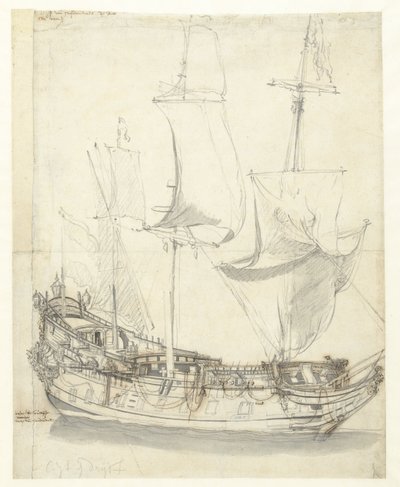 Witte de With 海军中将的皇家王子号舰船 作者 威廉·范德维尔德 (II)