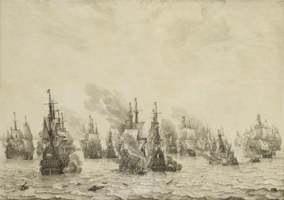 里窝那海战（莱霍恩）
1653 年 3 月 14 日里窝那海战：第一次英国海战（1652-54 年）的插曲 作者 威廉·范德维尔德（一）