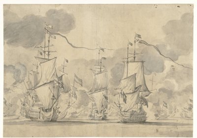 1665 年 6 月 13 日的洛斯托夫特战役 作者 威廉·范德维尔德（一）