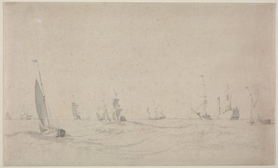 1665年在波涛汹涌的海上航行。 作者 威廉·范德维尔德