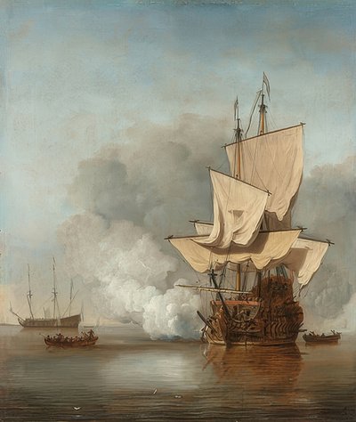 加农炮开枪。约于1680年 作者 威廉·范·德·韦尔德