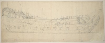 斯威夫特苏尔号 "肖像，64 门炮，建于 1621 年，重建于 1653 年 作者 威廉·范·德·维尔德·韦尔德