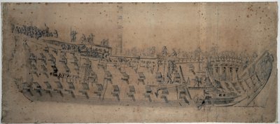 伦敦 "号船的肖像，该船建于 1670 年，是一艘拥有 96 门火炮的一级船。由威廉-凡-德-维尔德-艾因（Willem van de Velde l