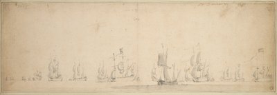 1665 年 5-6 月洛斯托夫特海战前的荷兰舰队 作者 威廉·范·德·维尔德·韦尔德