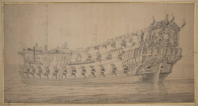 约克号"，约 1674 年（石墨，灰水彩） 作者 威廉·范·德·维尔德·韦尔德